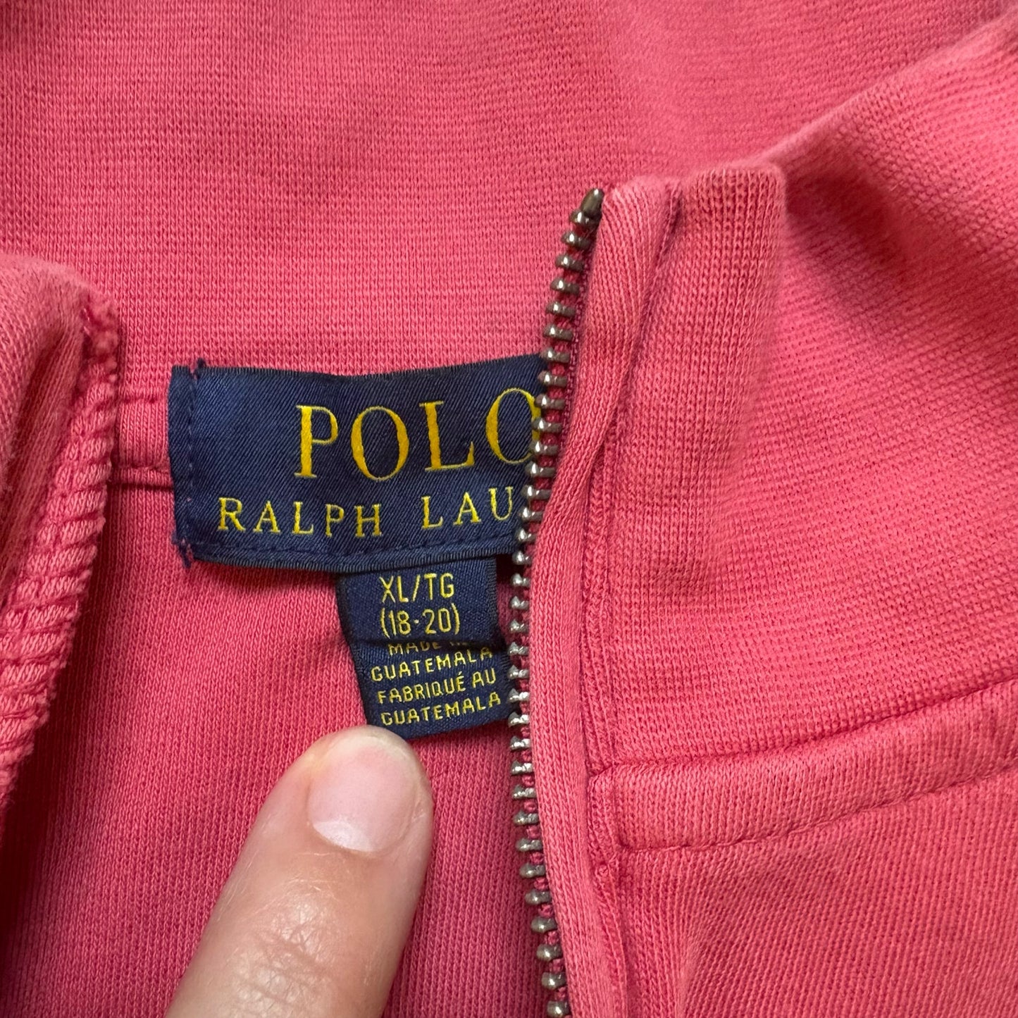 Polo Ralph Lauren salmon pink quarter pullover zip boys sweater SIZE XL
