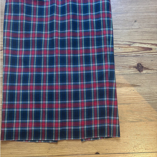 Harris/Wallace red black holiday Christmas plaid midi zip side skirt SIZE 12