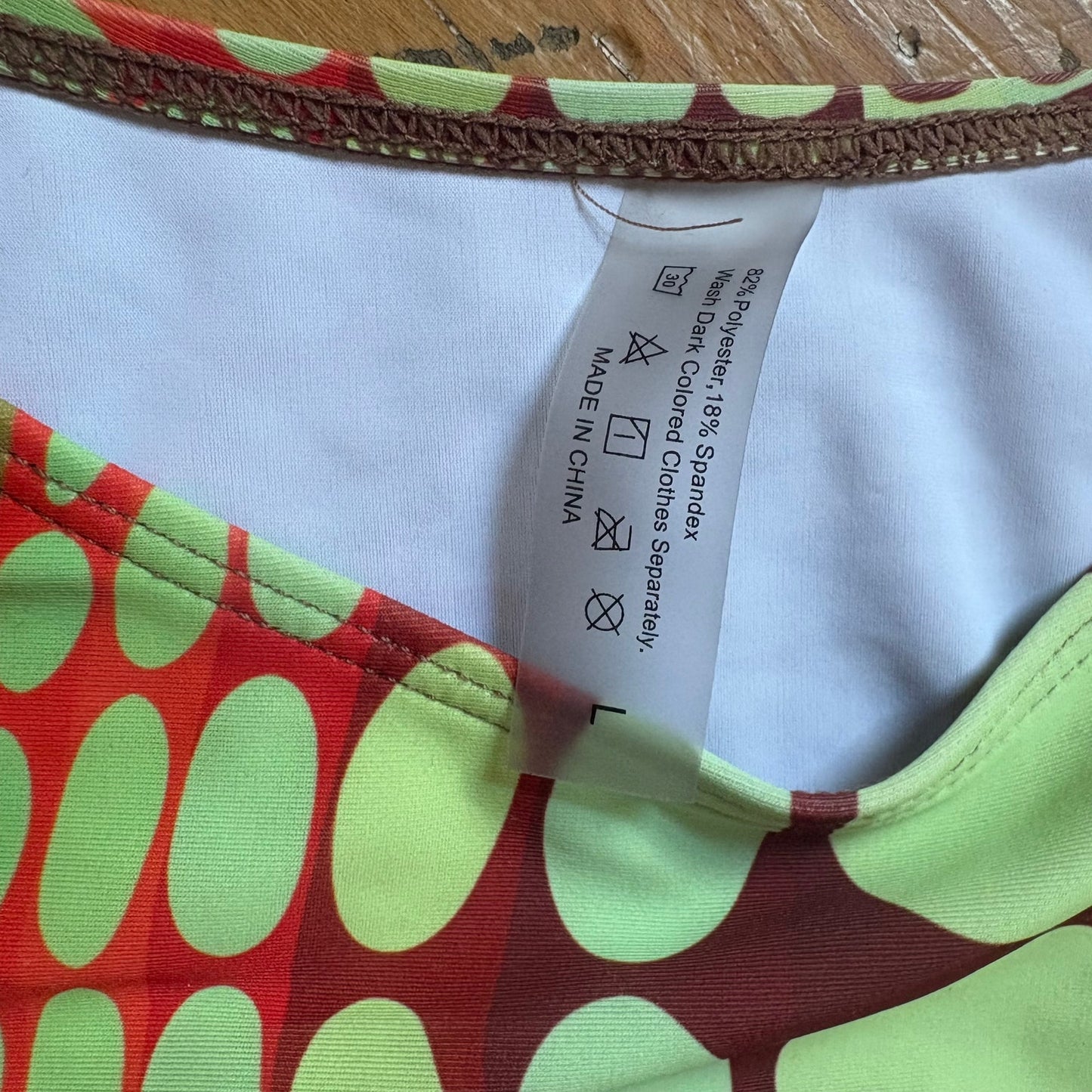 Shein orange green brown spotted cheeky string bikini SIZE L