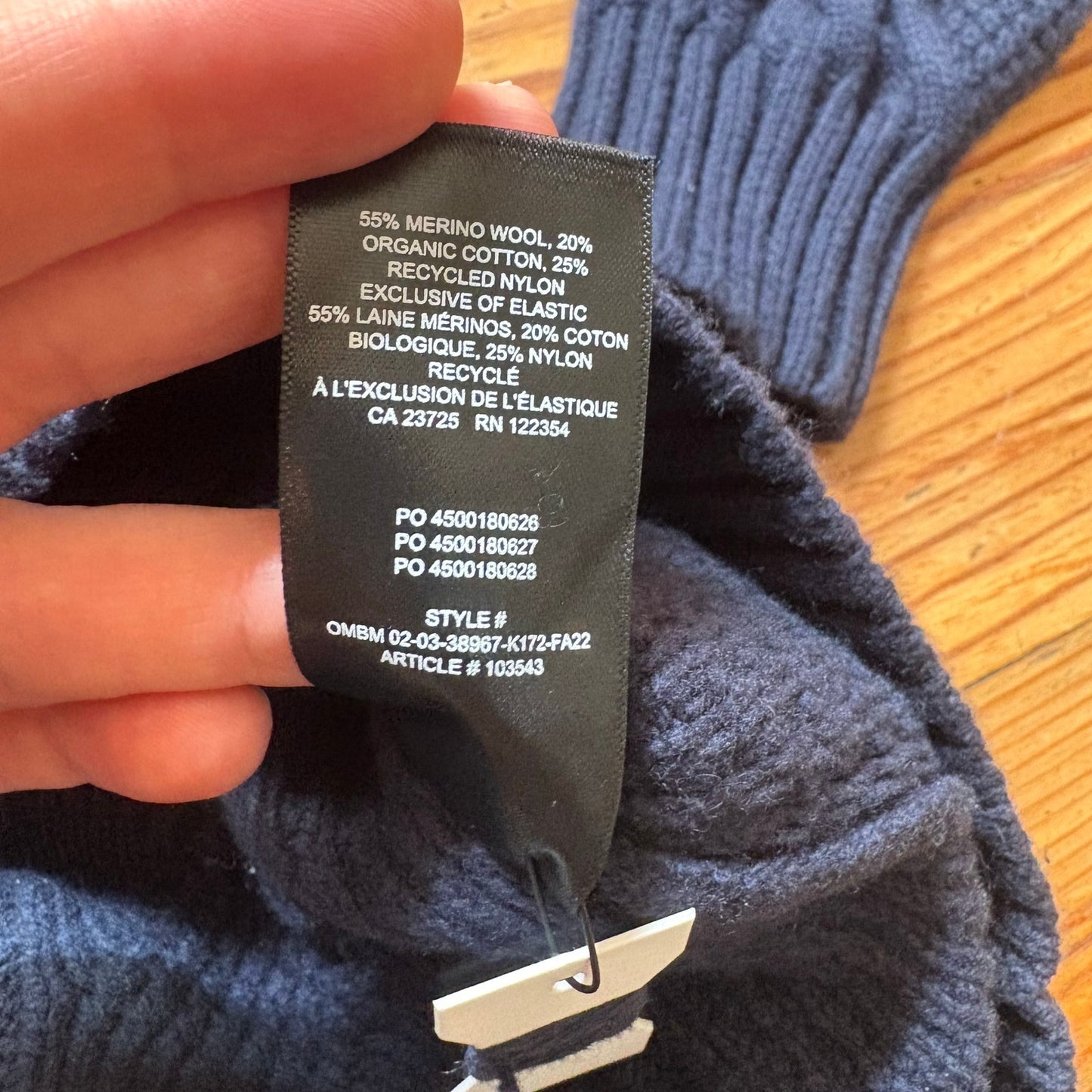 Sunday Best dark blue merino wool quarter zip henley cable knit sweater SIZE XXS