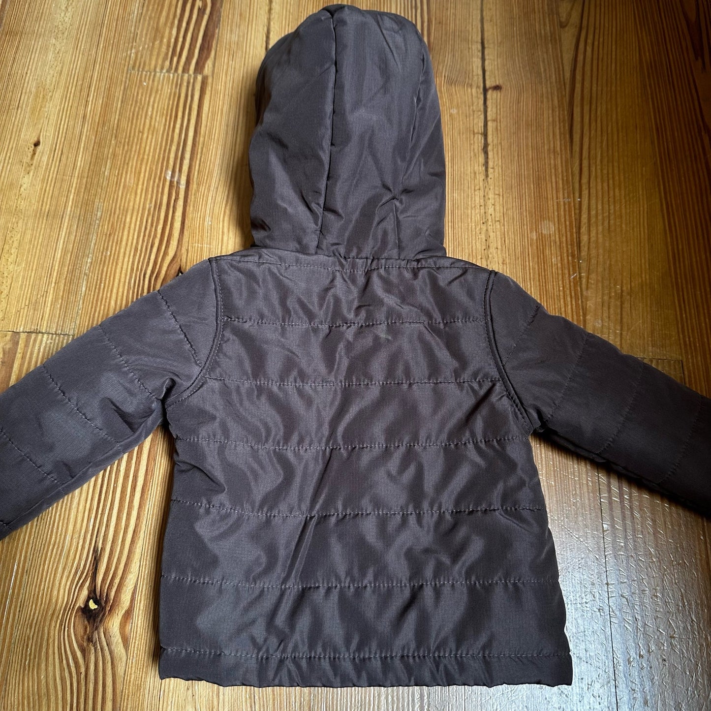 Carters brown quilted snap hooded coat SIZE 9M