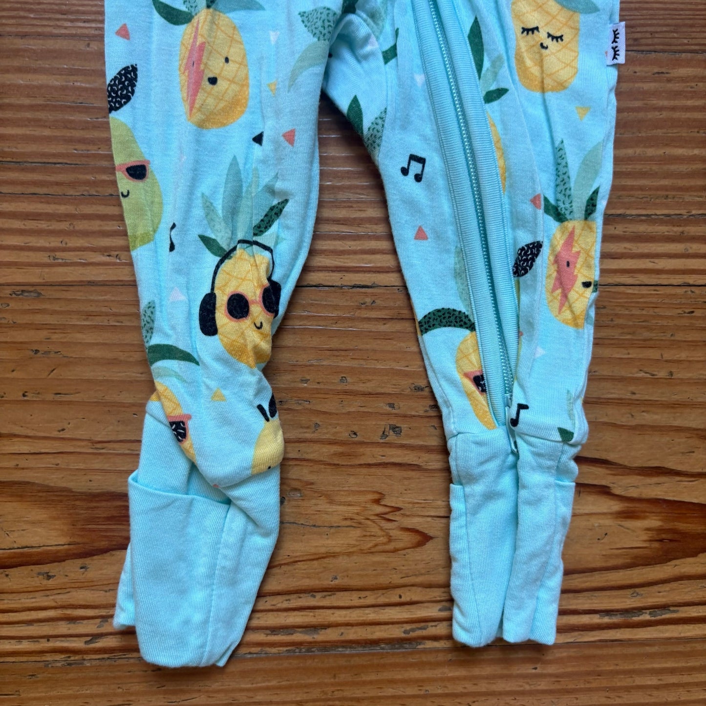 Little Sleepies blue yellow pineapple bamboo pajamas one piece SIZE NB