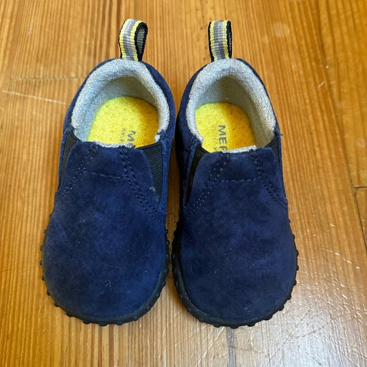 NWOT Merrell navy suede leather slip on loafer rubber sole shoe SIZE 3