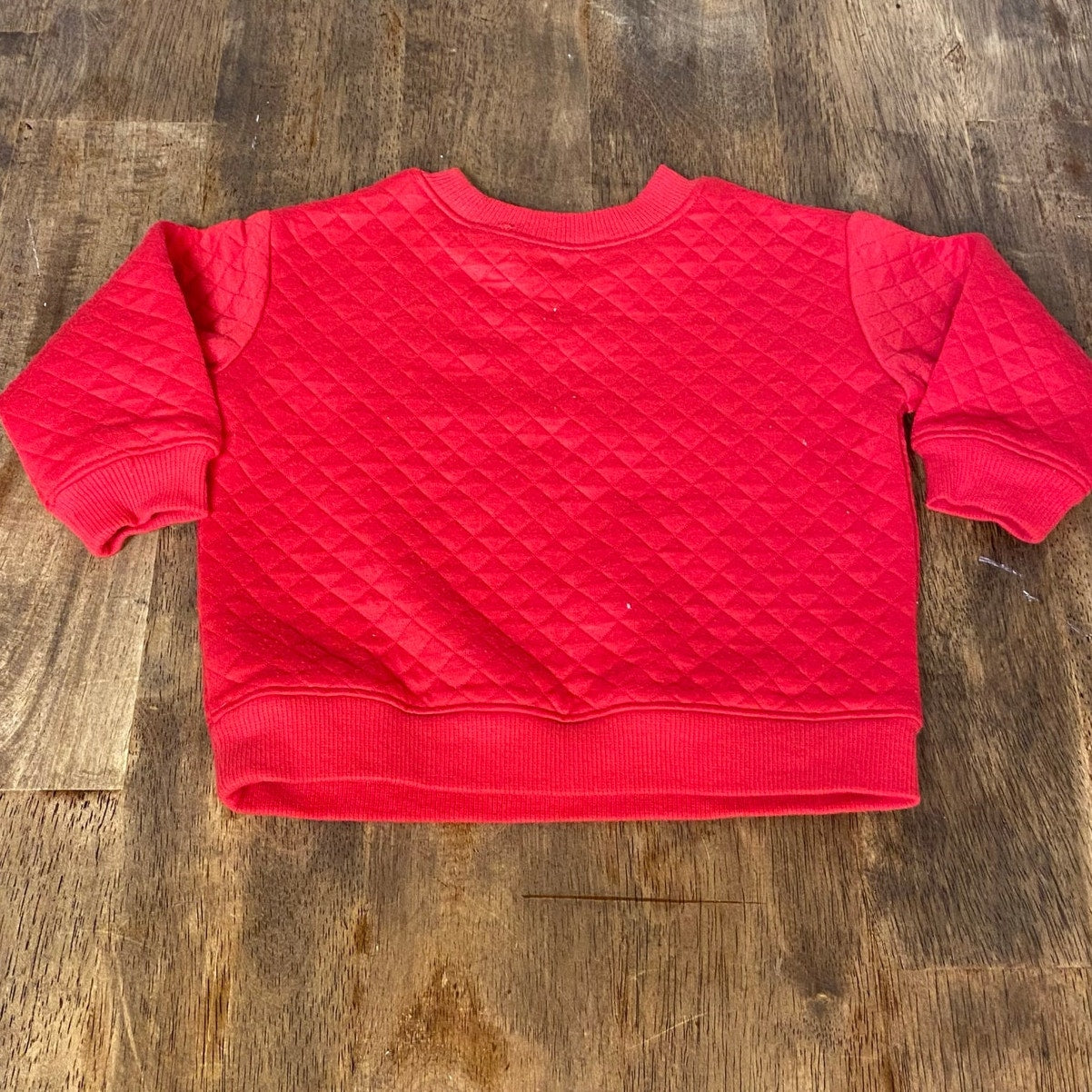 Jumping Beans Elf Size red quilted crewneck pullover baby sweater 12M