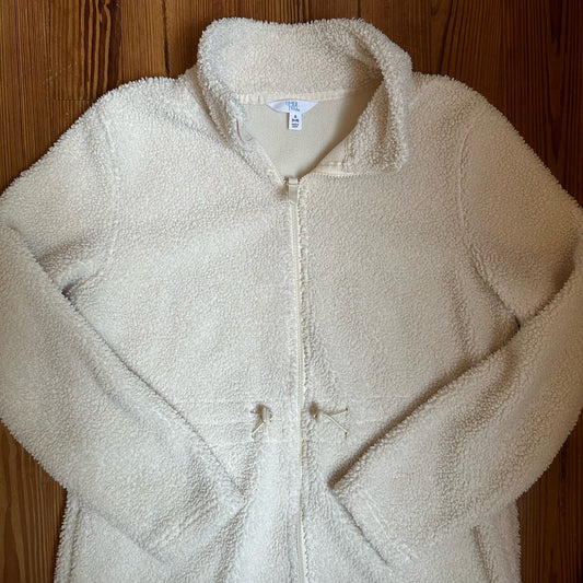 Time and Tru cream fleece tunic adjustable sweater SIZE S