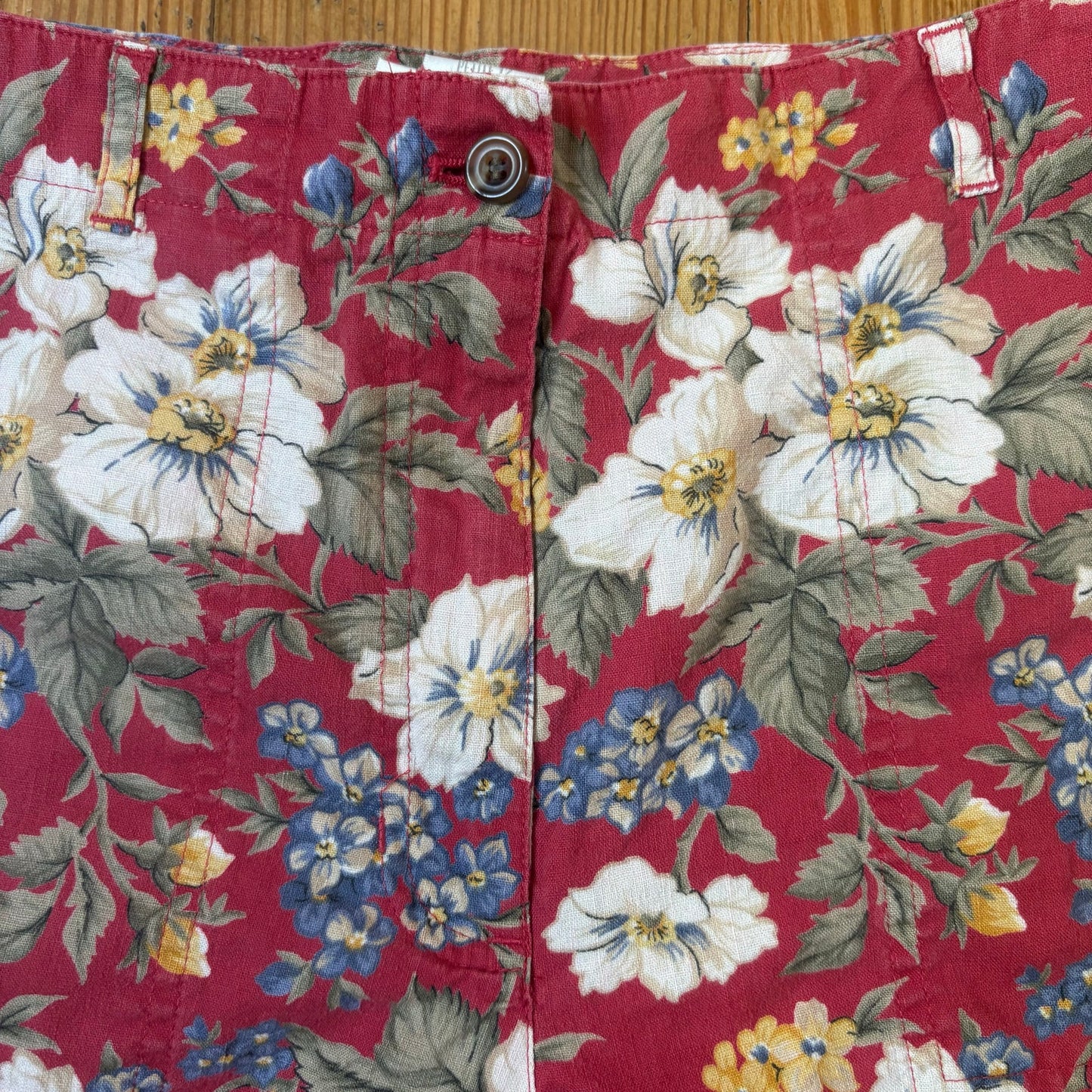 Jones New York 90s red floral linen blend shorts SIZE 12P