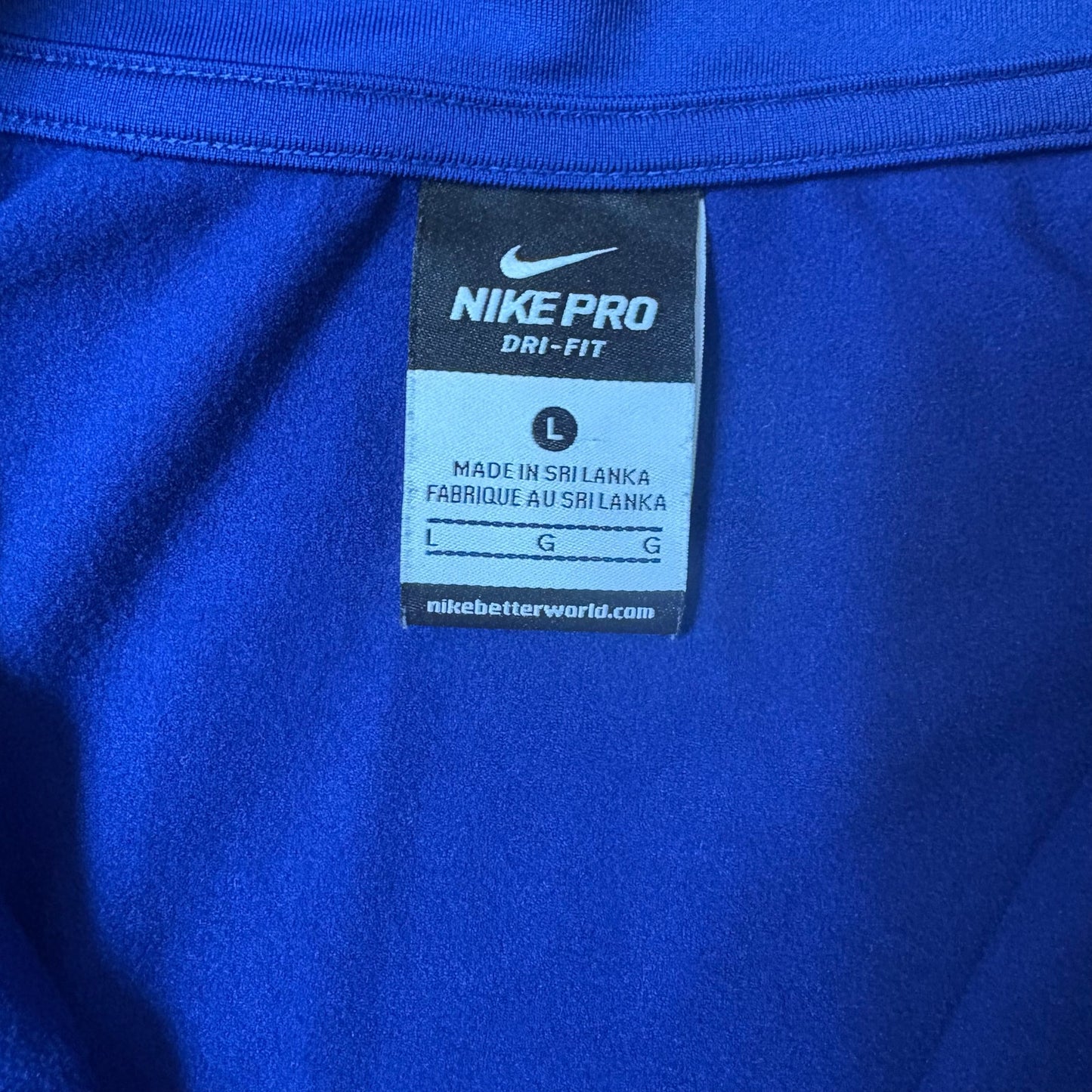 Nike Pro Dri Fit blue tribal sleeve quarter zip womens athletic shirt SIZE L
