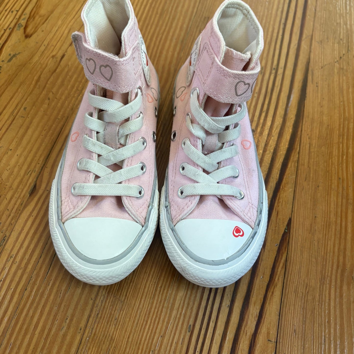 Converse All Star Chuck Taylor pink heart high top lace sneakers SIZE 12