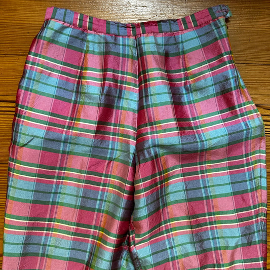 Silkland pink light blue pastel silk cropped pants SIZE 6