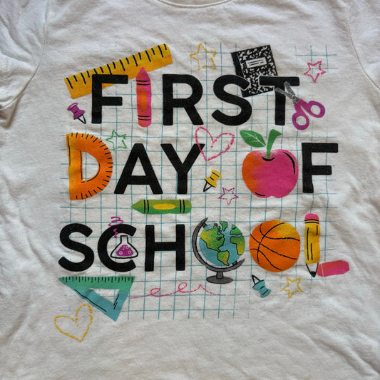 The Children's Place first day of school white short sleeve graphic shirt SIZE M