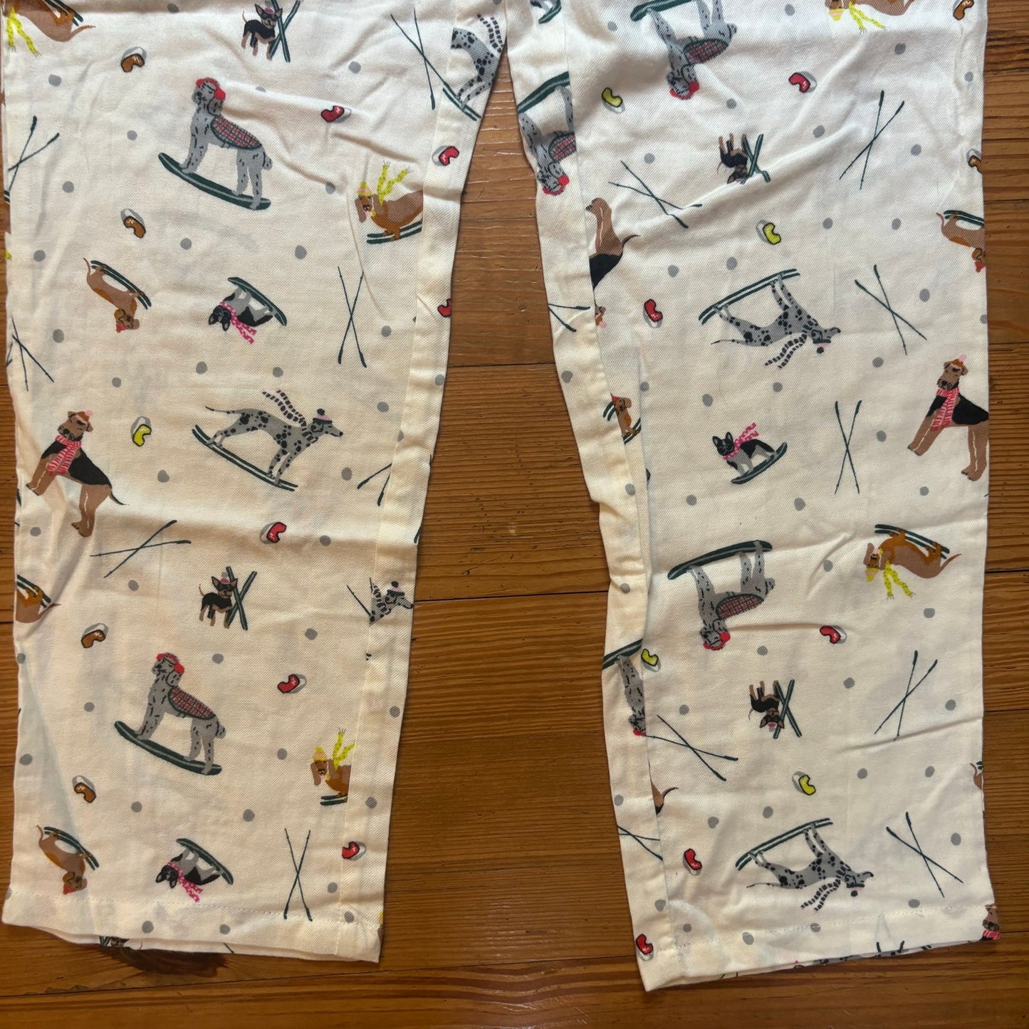 NWT Joyspun white dog winter ski sledding drawstring sleep pants SIZE S