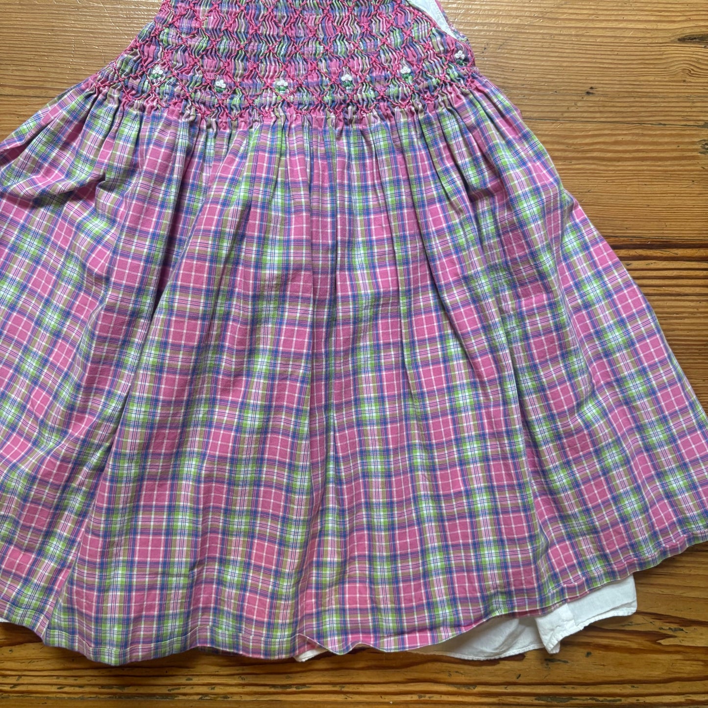 Ralph Lauren pink plaid sleeveless collar smocked girls dress SIZE 2T