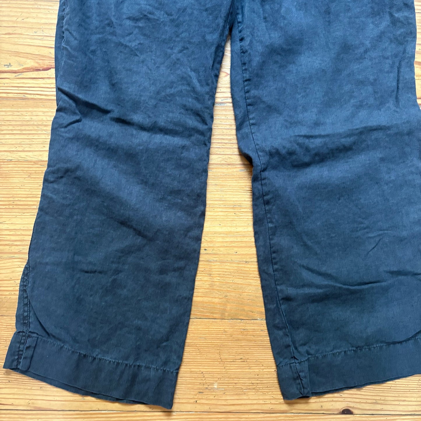 Old Navy black linen y2k cropped wide leg cargo drawstring pants SIZE 4