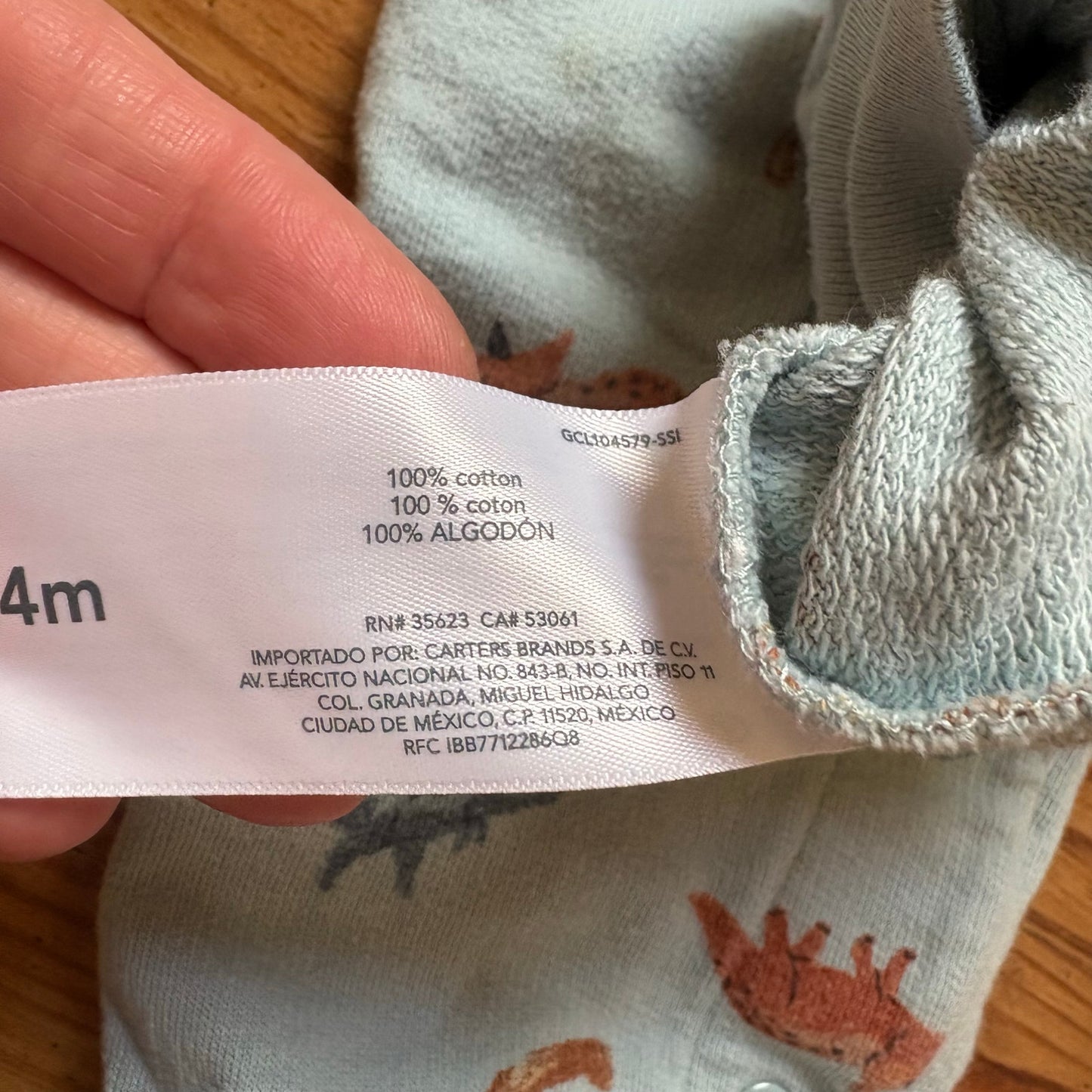 Carter's light blue dinosaur long sleeve pants boys one piece SIZE 24M