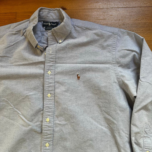Ralph Lauren blue cotton oxford Yarmouth long sleeve button up shirt SIZE XL