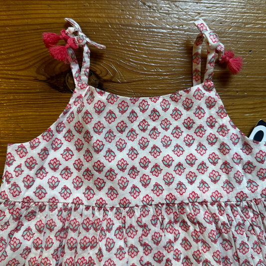 NWT OshKosh B'gosh white pink floral sleeveless tassel dress SIZE 18M