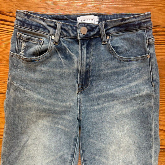 Risen medium wash distressed splatter boot cut jeans SIZE 28