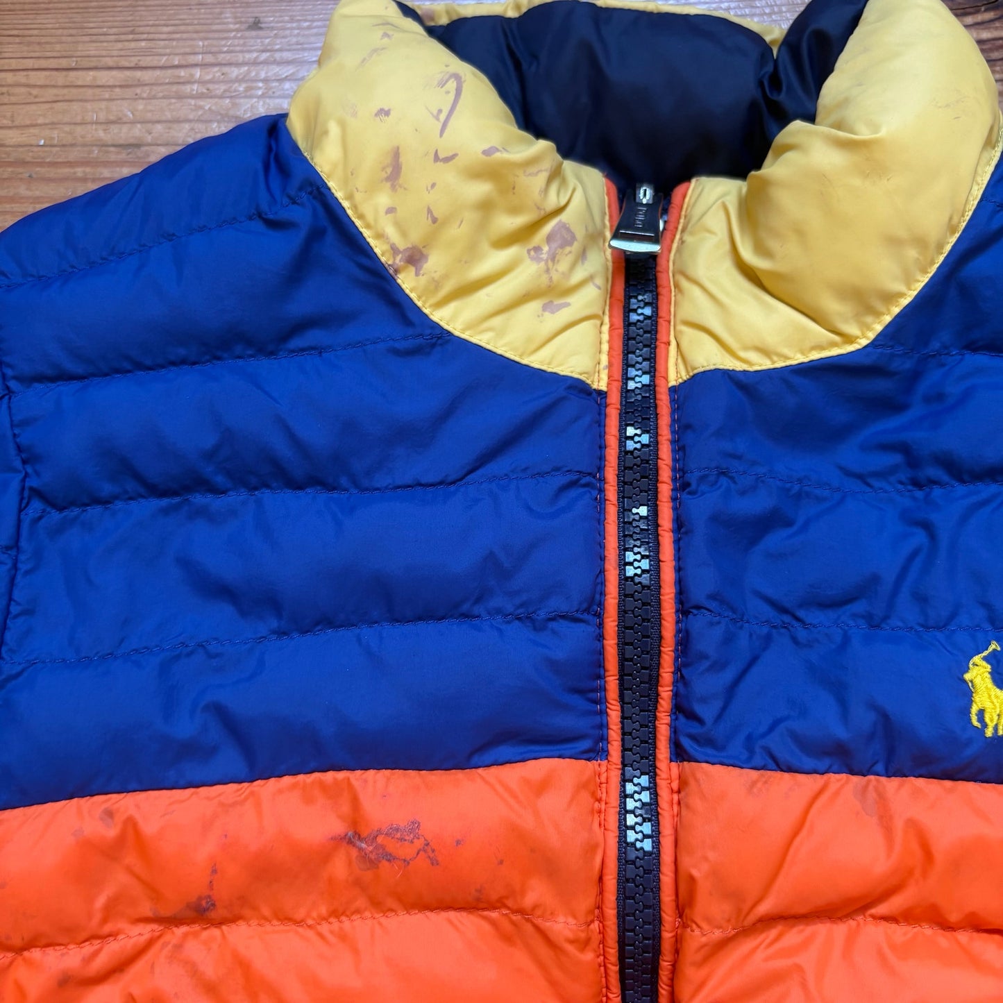 Polo Ralph Lauren reversible navy orange full zip puffer coat SIZE 6