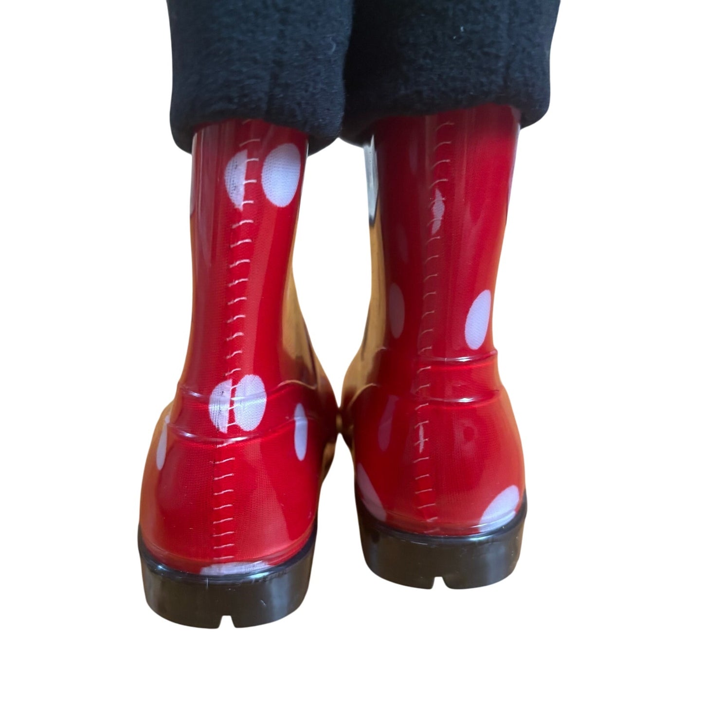Disney Minnie Mouse red white polka dot fleece lined toddler rain boots SIZE 7