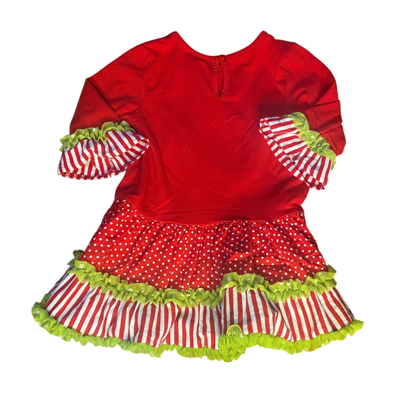 Rare Editions Christmas red reindeer ruffle long sleeve tiered dress SIZE 4