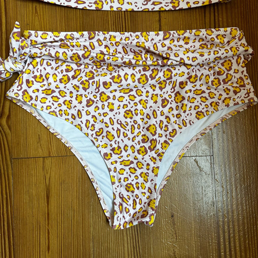 Pink neutral cheetah print high waisted two piece SIZE L