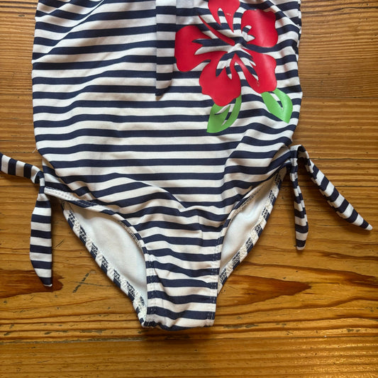 Penelope Mack blue white striped tropical one piece toddler swimsuit SIZE 3T