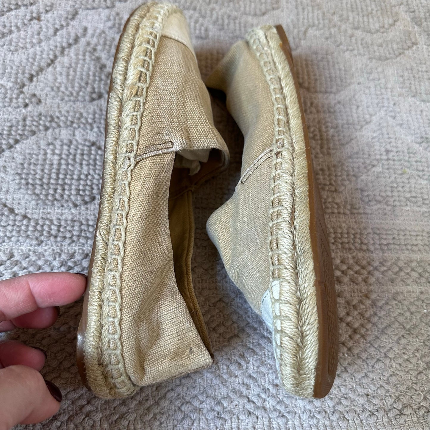 Tory Burch beige cream canvas cap toe espadrille flats SIZE 6.5