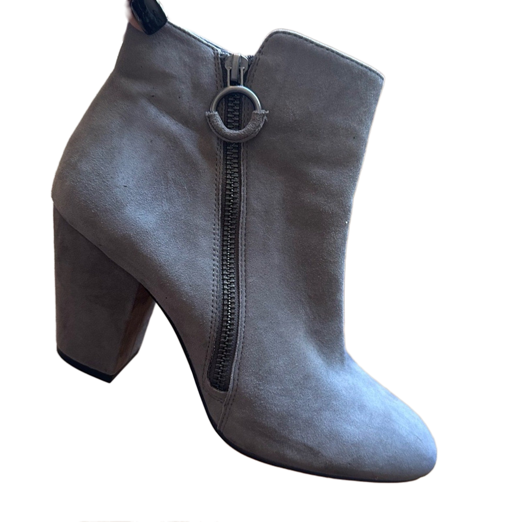 1.State Preete gray leather suede heeled booties SIZE 9