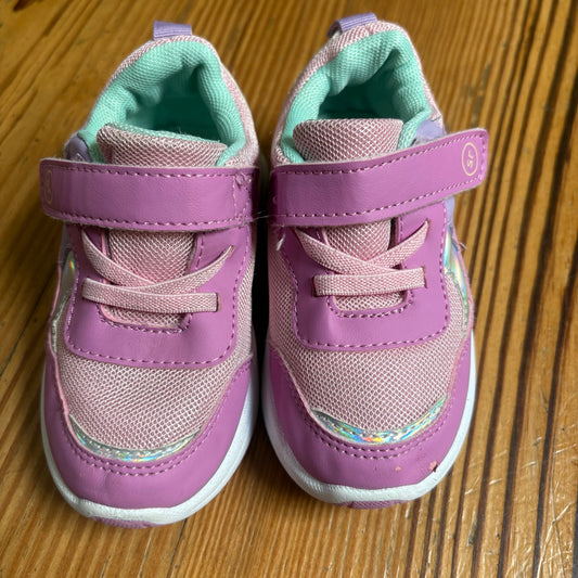 Stride Rite purple pink slip on elastic laces toddler sneakers SIZE 7M