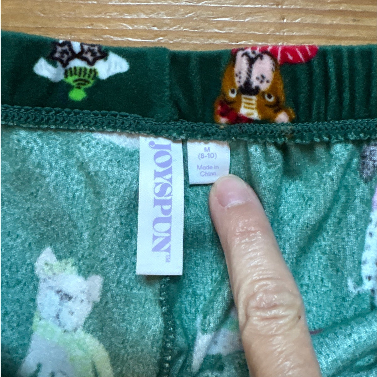Joyspun green winter dog fleece jogger sleepwear pants SIZE M