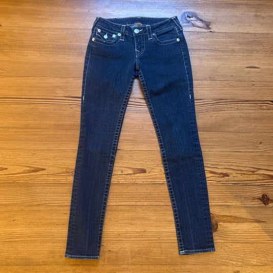 True Religion y2k low rise dark wash denim skinny jeans SIZE 27