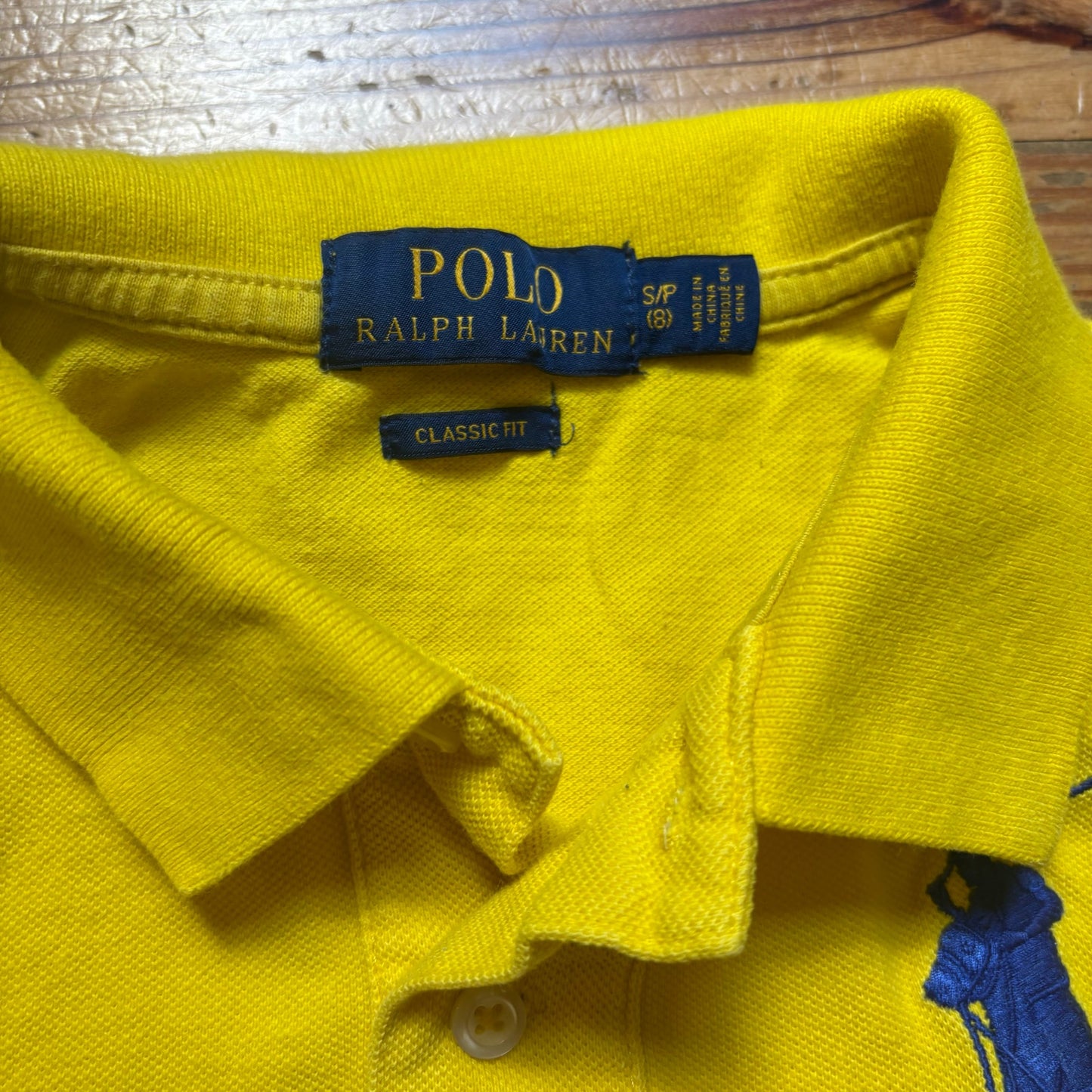 Polo Ralph Lauren yellow large navy pony short sleeve polo boys shirt SIZE 8