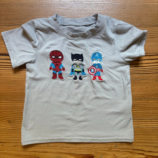 Marvel comics character embroidered gray short sleeve boys shirt SIZE 3T