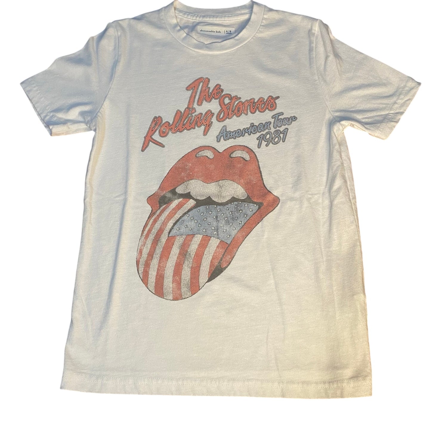 Abercrombie white Rolling Stones tour replica short sleeve shirt SIZE 9