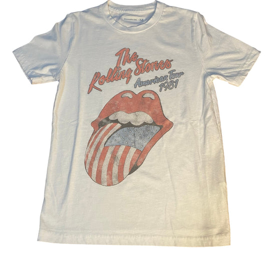 Abercrombie white Rolling Stones tour replica short sleeve shirt SIZE 9