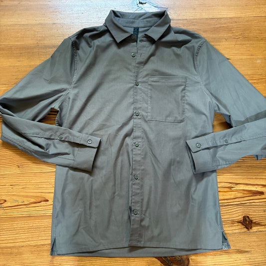 Lululemon Athletica Commission gray long sleeve button up mens shirt SIZE L