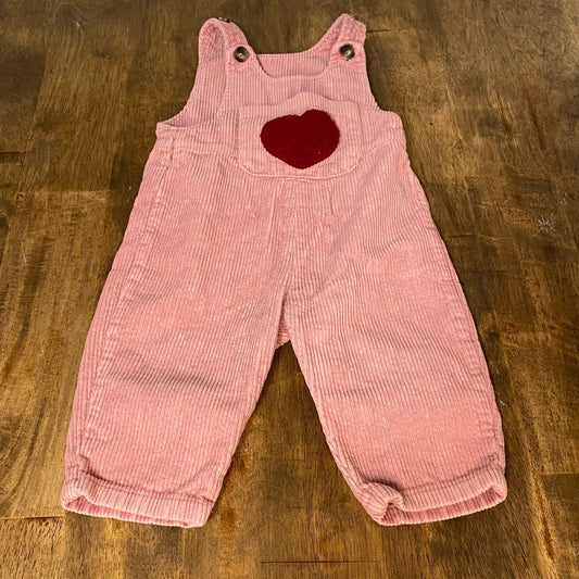 Valentine Heart Light pink corduroy red textured toddler overall pants SIZE 2
