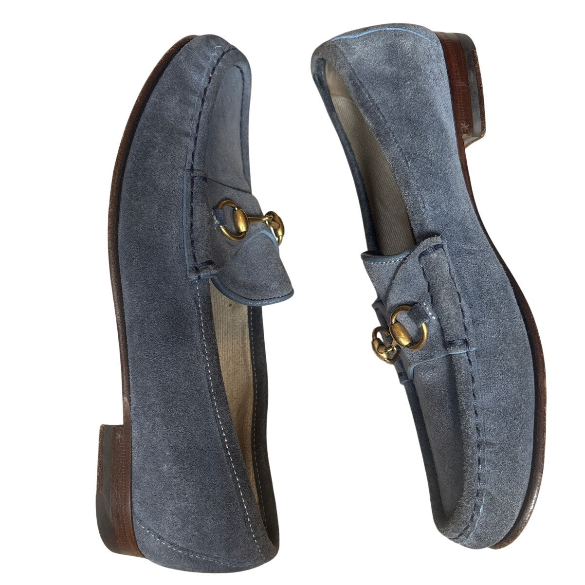 Gucci VTG Horsebit light blue suede slip on loafers SIZE 37.5