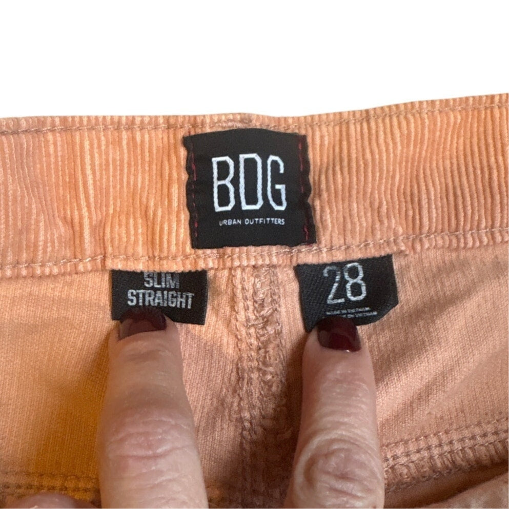 BDG Corduroy peach orange slim straight carpenter pants SIZE 28