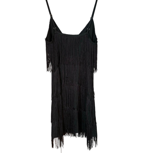 Shein black layered fringe flapper cami mini dress SIZE S