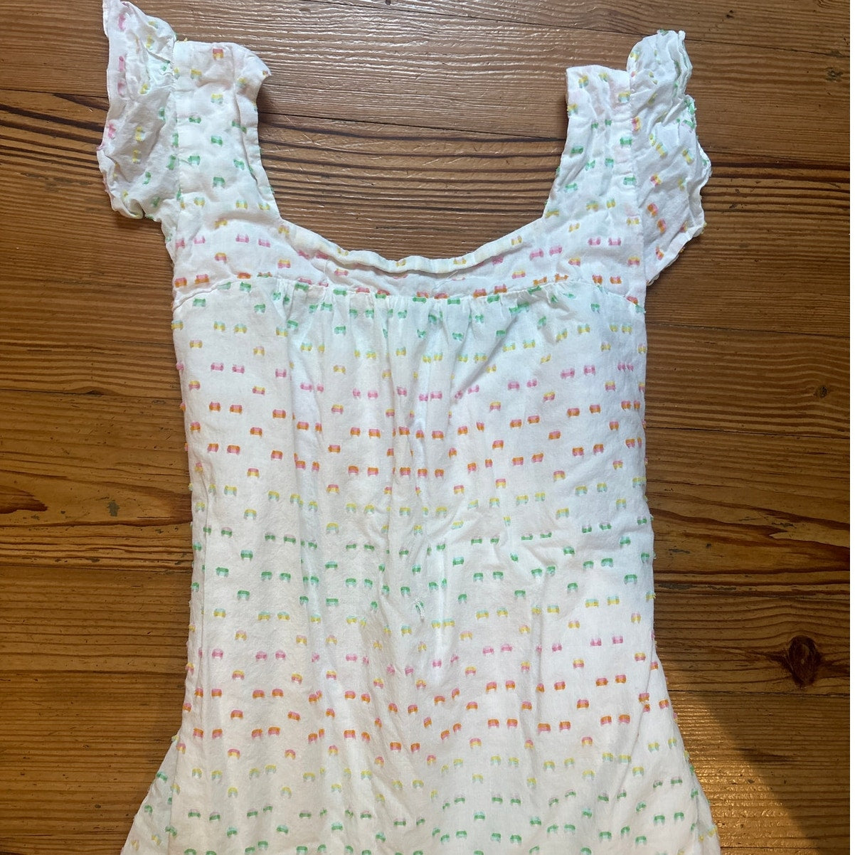 Draper James white colorful polka dot tiered ruffle sleeve midi dress SIZE XL