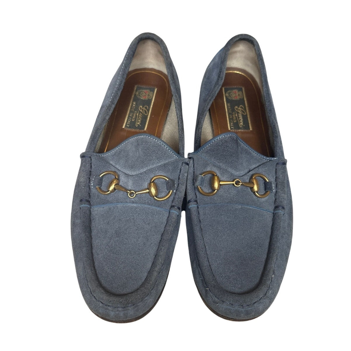 Gucci VTG Horsebit light blue suede slip on loafers SIZE 37.5