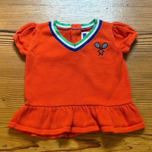 Janie and Jack orange short sleeve varsity tennis ruffle shirt SIZE 12-18M