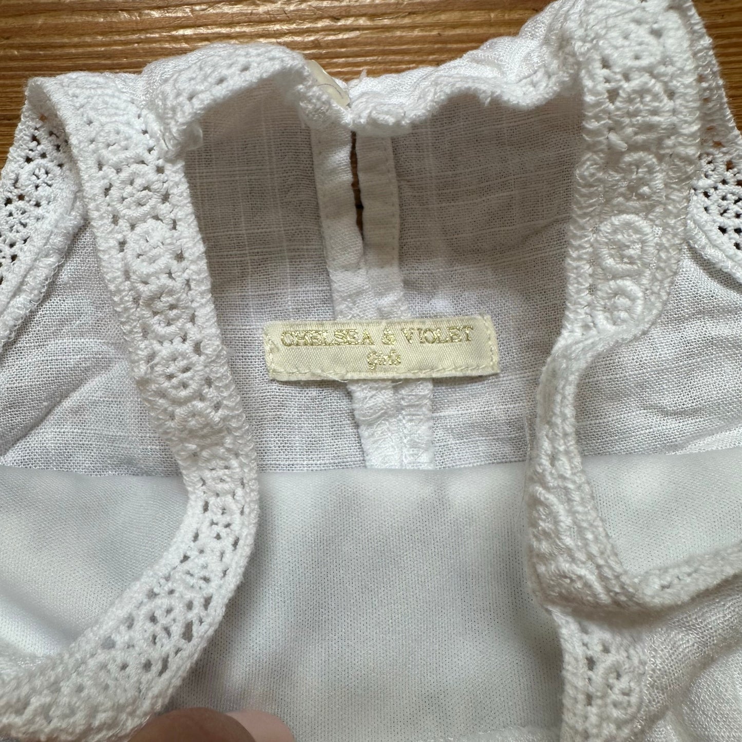 Chelsea & Violet white black embroidered linen blend lace dress SIZE 2T