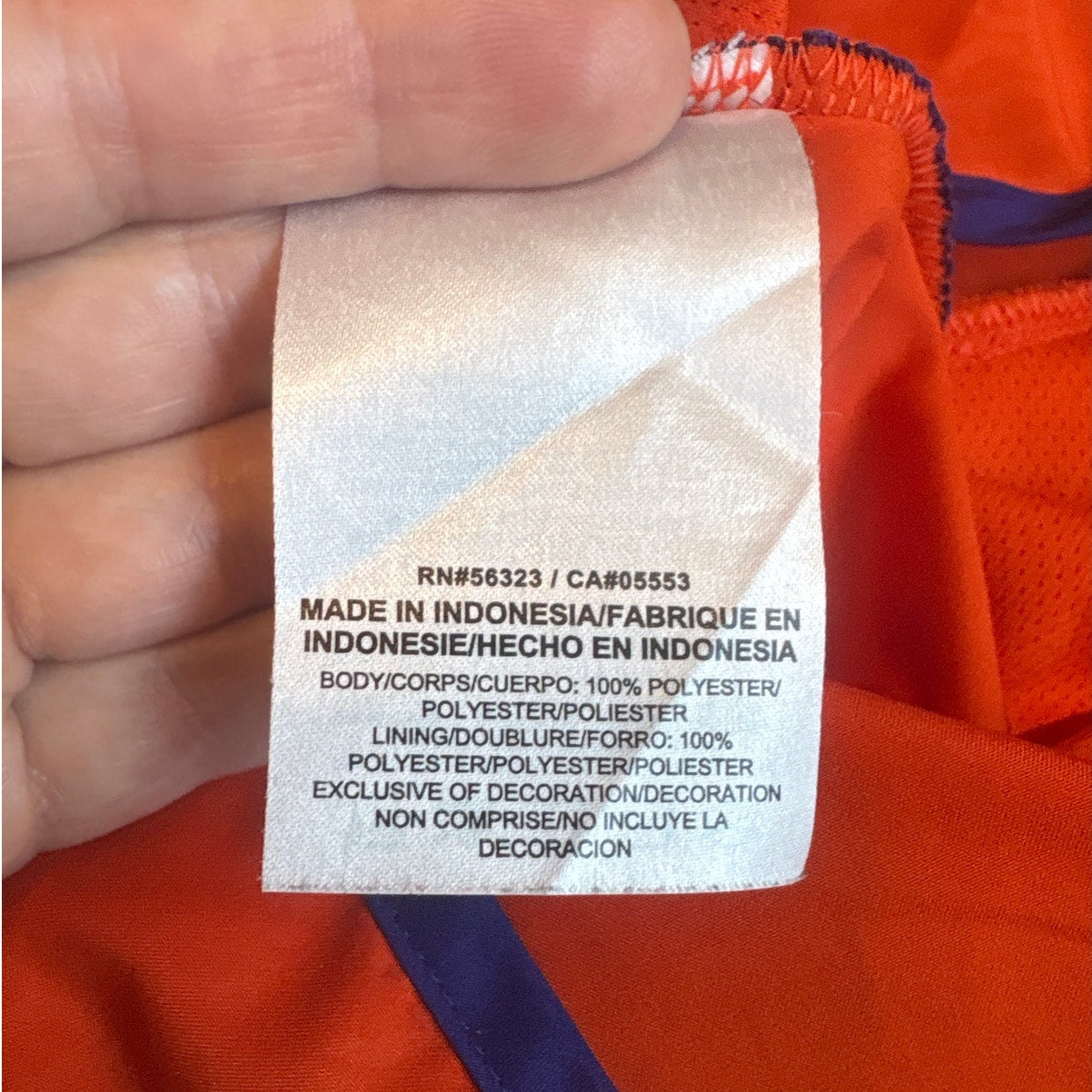 Nike Dri Fit Clemson Tigers orange lined running shorts SIZE L