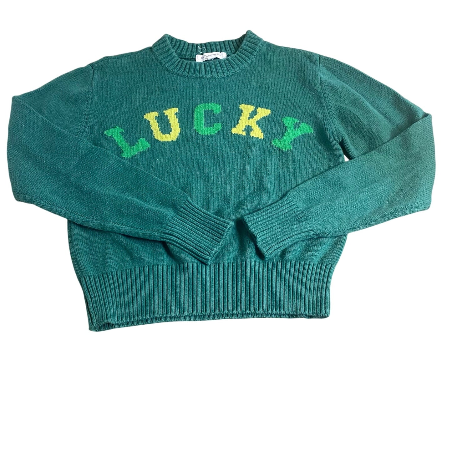 Grayson Threads green St. Patrick's knit Lucky pullover crew sweater SIZE XXS
