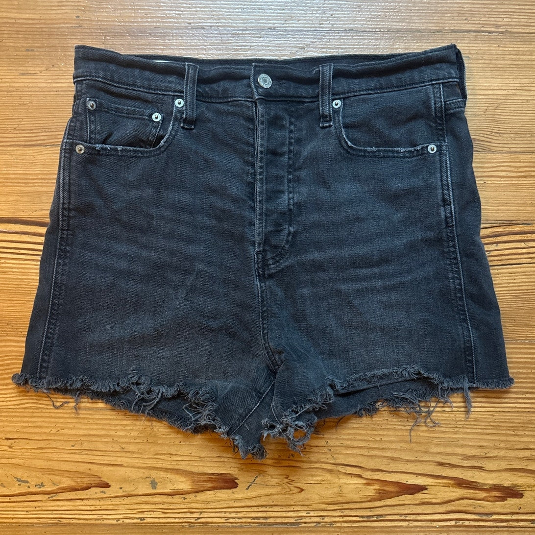Gap black raw hem cheeky short sky high rise denim shorts SIZE 12