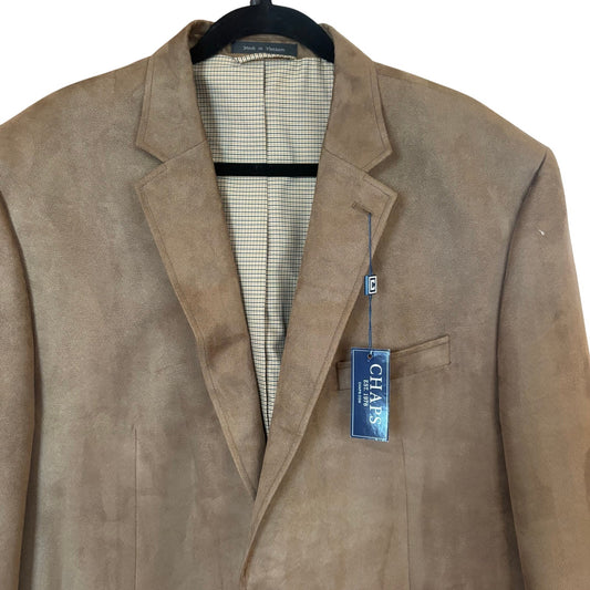 NWT Chaps brown faux suede mens suit sport jacket SIZE 48L