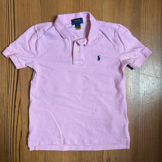 Polo Ralph Lauren pink navy pony short sleeve cotton polo shirt SIZE 6