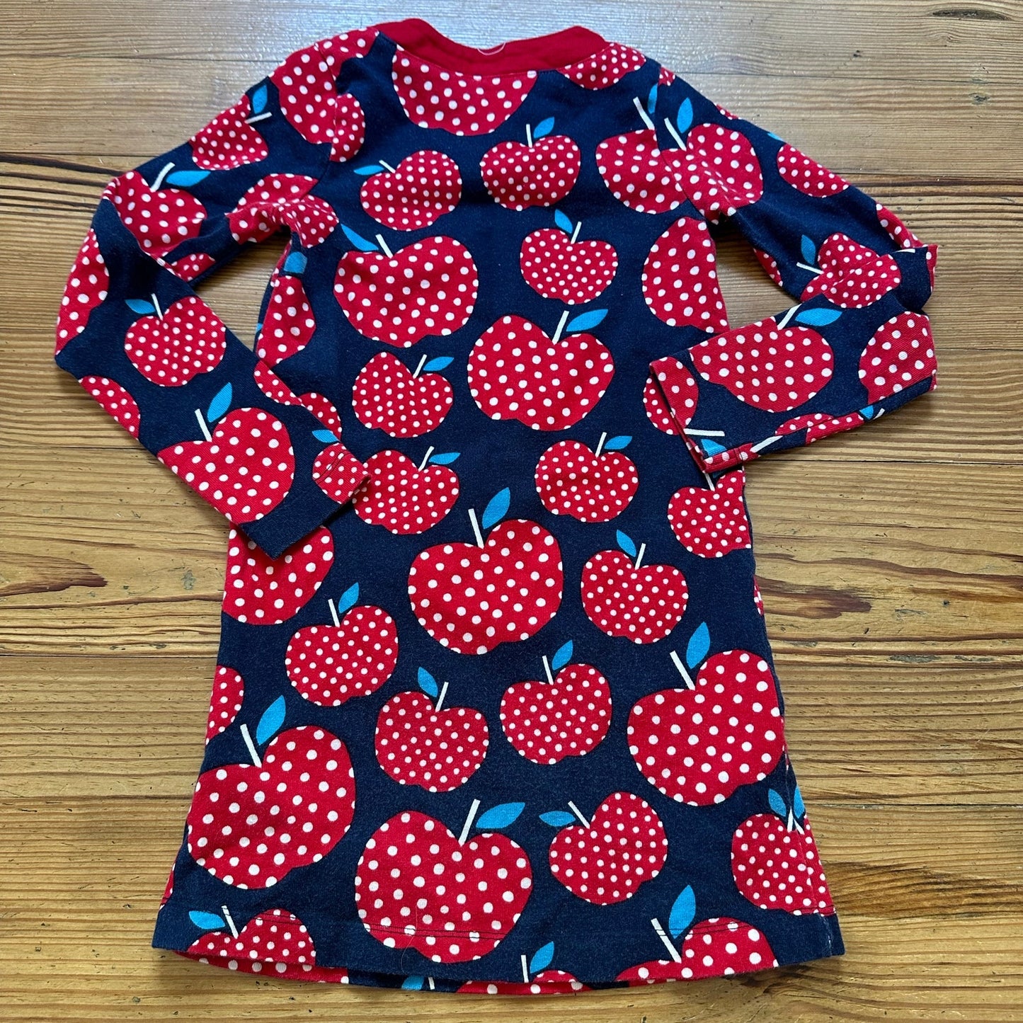 Hatley red navy apple print long sleeve dress SIZE 7